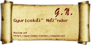 Gyuricskó Nándor névjegykártya